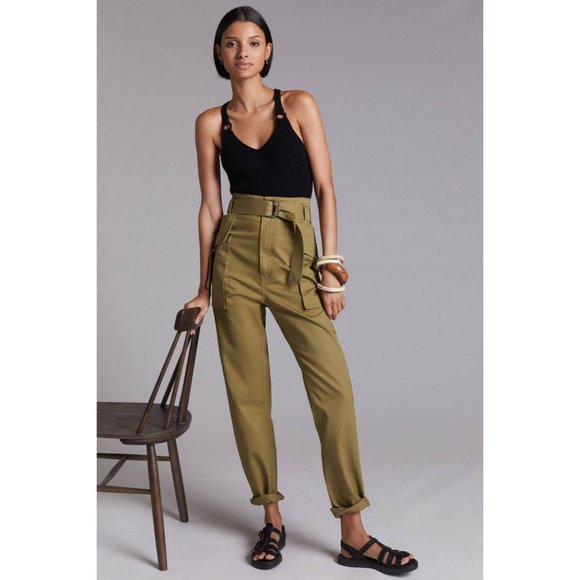 Anthropologie Magali Pascal Belted Taper Pants - Picture 3 of 11